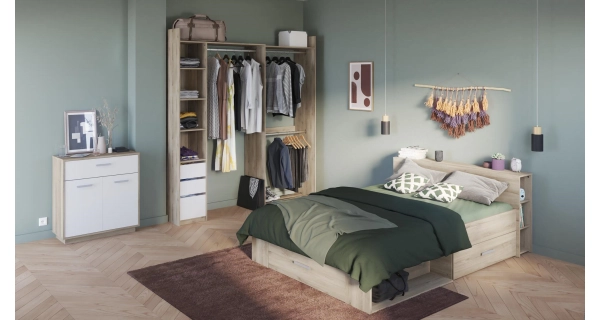 RAWAL postel 140 x 190 cm, dub kronberg