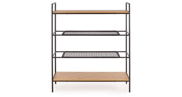 Regál AGILO, černá/dub zlatý