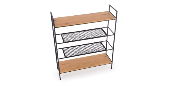 Regál AGILO, černá/dub zlatý