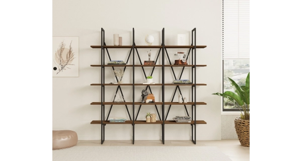 Regál ALGARVE, vlašský ořech/černá