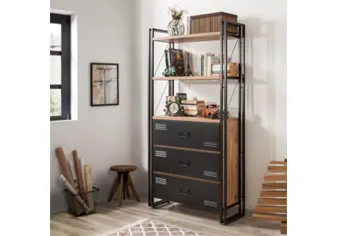 Regál ANSWER se zásuvkami, atlantská borovice/černá