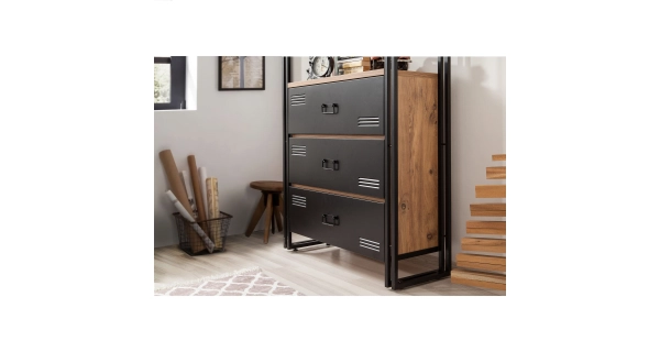 Regál ANSWER se zásuvkami, atlantská borovice/černá