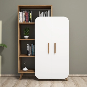 Regál ASTRID, vlašský ořech/bílá