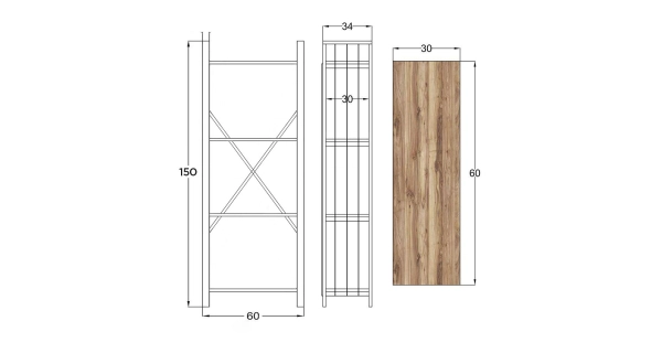 Regál AUDIO, dub/šedá