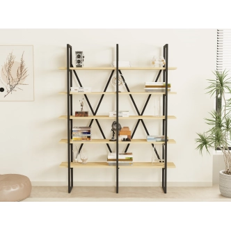 Regál BAKAR, dub safírový/černá