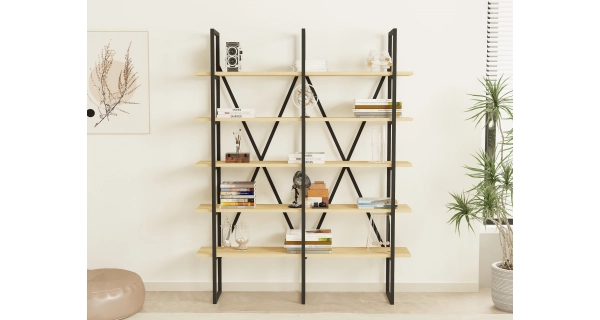 Regál BAKAR, dub safírový/černá