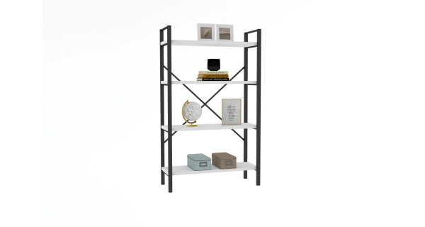 Regál BRAUNI, bílá/černá