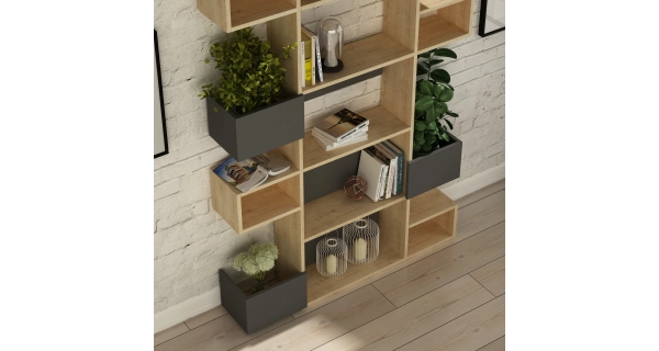 Regál BUBU, dub/antracit