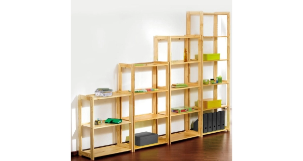 Regál CHARBON - 3 police, masiv borovice