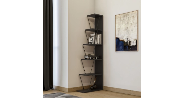 Regál DARA, antracit/černá