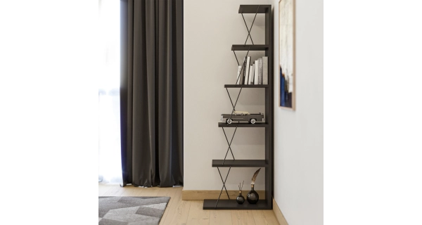 Regál DARA, antracit/černá