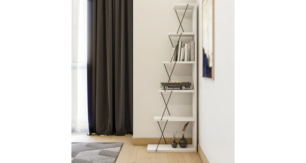 Regál DARA, bílá/černá - II. jakost, POUZE OSOBNÍ ODBĚR