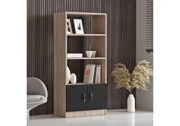 Regál DENNET, dub/černá