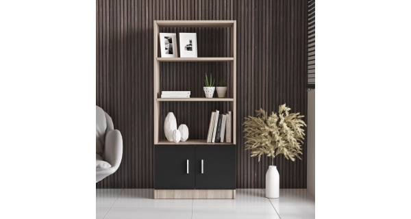 Regál DENNET, dub/černá