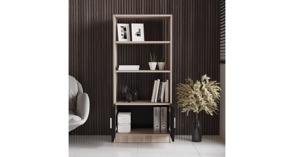 Regál DENNET, dub/černá