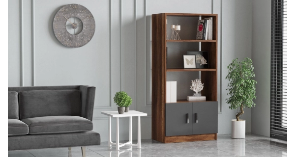 Regál DENNET, vlašský ořech/antracit