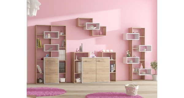 Regál DORINDA 1D, craft bílý/craft zlatý, 5 let záruka