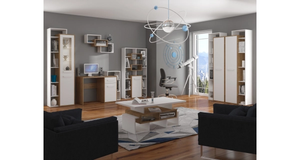 Regál DORINDA 1D, dub burgundský/bílá, 5 let záruka