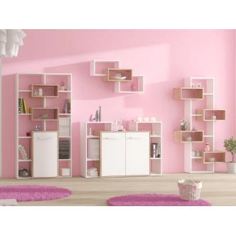 Regál DORINDA 1D, dub sonoma/bílá