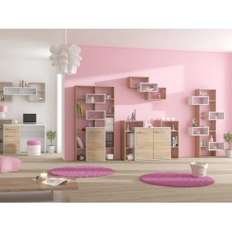 Regál DORINDA, craft bílý/craft zlatý, 5 let záruka