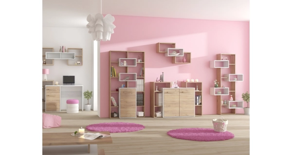 Regál DORINDA, craft bílý/craft zlatý, 5 let záruka