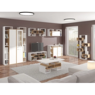 Regál DORINDA, dub artisan/bílá, 5 let záruka