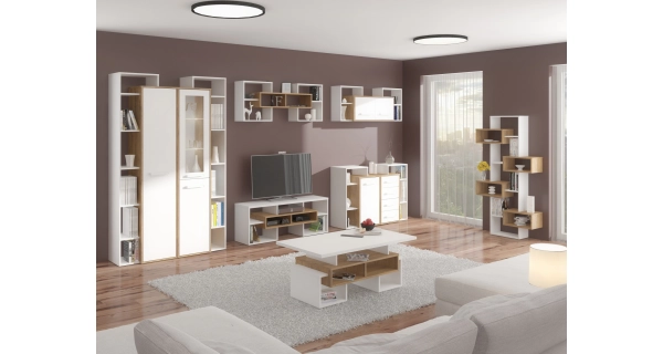 Regál DORINDA, dub burgundský/bílá, 5 let záruka