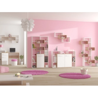 Regál DORINDA, dub sonoma/bílá, 5 let záruka