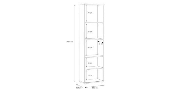 Regál DUNANUEJ se čtyřmi policemi, dub sonoma