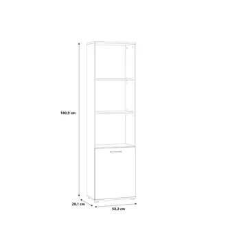 Regál DUNANUEJ se dvěma policemi a dvířky, dub artisan