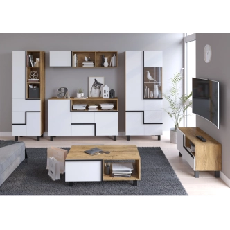 Regál DZENGAL 3D1S, dub burgundský/bílá, 5 let záruka