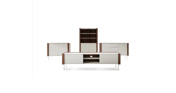 Regál FINGON, kašmír/ořech krásný