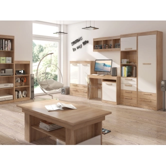 Regál GATTON 1D4S, dub sonoma/bílý lesk, 5 let záruka