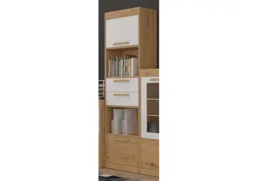 Regál GATTON 2D2S, dub artisan/bílý lesk