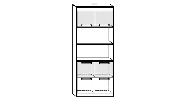 Regál GATTON s dvířky, craft tobaco/craft zlatý