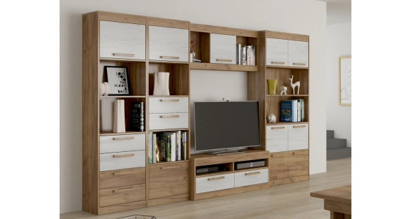 Regál GATTON s dvířky, craft zlatý/craft bílý, 5 let záruka