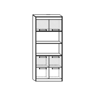 Regál GATTON s dvířky, craft zlatý/craft bílý