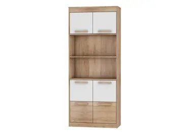 Regál GATTON s dvířky, dub sonoma/bílý lesk