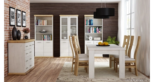 Regál GIROLAMO, dub divoký/jasan bílý