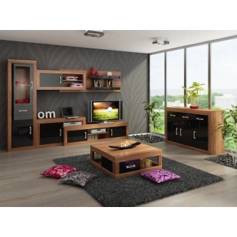 Regál GOUDINI 2, švestka wallis/černý lesk, 5 let záruka