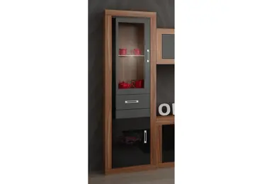 Regál GOUDINI 2, švestka wallis/černý lesk