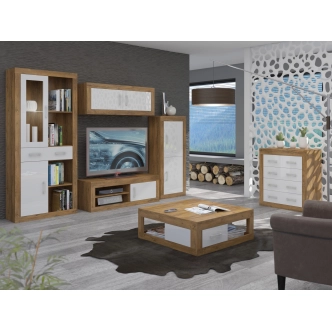 Regál GOUDINI 3, dub burgundský/bílý lesk, 5 let záruka