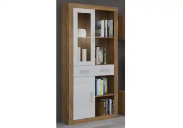 Regál GOUDINI 3, dub burgundský/bílý lesk