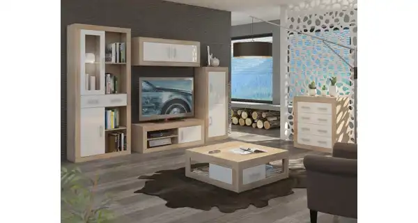 Regál GOUDINI 3, dub sonoma/bílý lesk