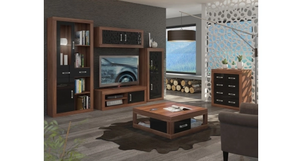 Regál GOUDINI 3, švestka wallis/černý lesk, 5 let záruka