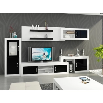 Regál GOUDINI 4, bílá/černý lesk, 5 let záruka