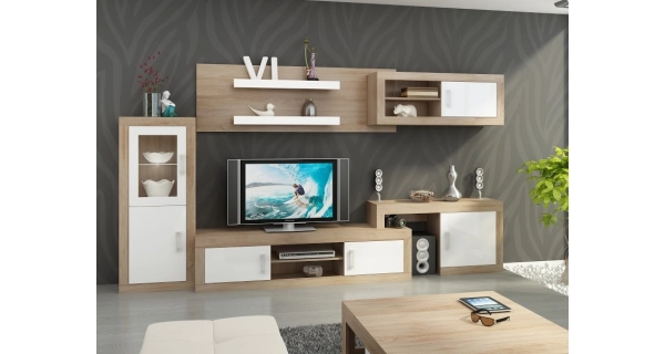 Regál GOUDINI 4, dub sonoma/bílý lesk, 5 let záruka