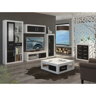 Regál GOUDINI 5, bílá/černý lesk, 5 let záruka