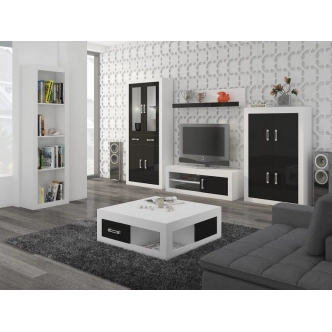 Regál GOUDINI 6, bílá/černý lesk, 5 let záruka