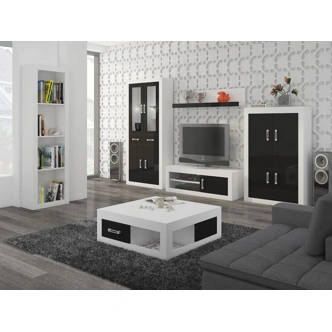 Regál GOUDINI 6, bílá/černý lesk